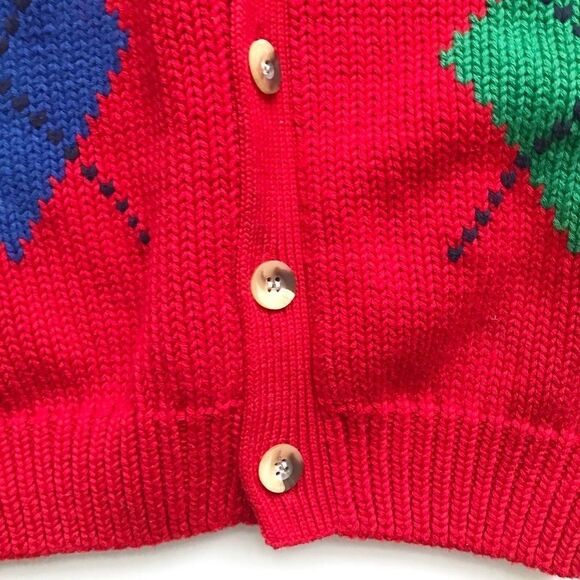 Vintage BABygap red knit argyle cardigan EUC M(8-9Y) - Picture 3 of 9